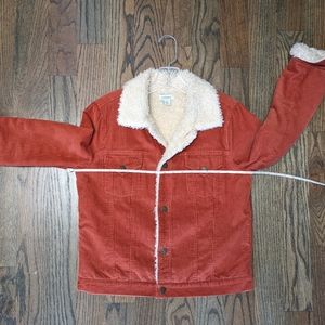 Sundance brand, size medium, rust color Corduroy Sherpa Jacket
